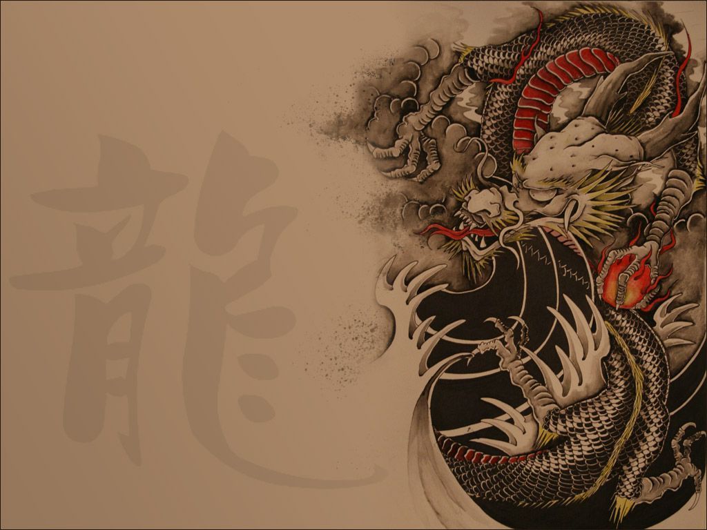 1024x768 Fondo de pantalla de dragones chinos de Dragón Japonés - Todo  fondos
