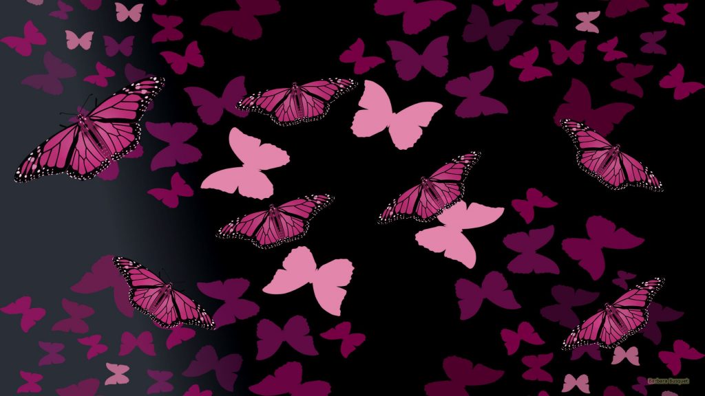 2400x1350 Fondo de pantalla negro con mariposas rosadas. Fondo de pantalla  HD Barbaras HD de Colores, Rosa oscuro - Todo fondos