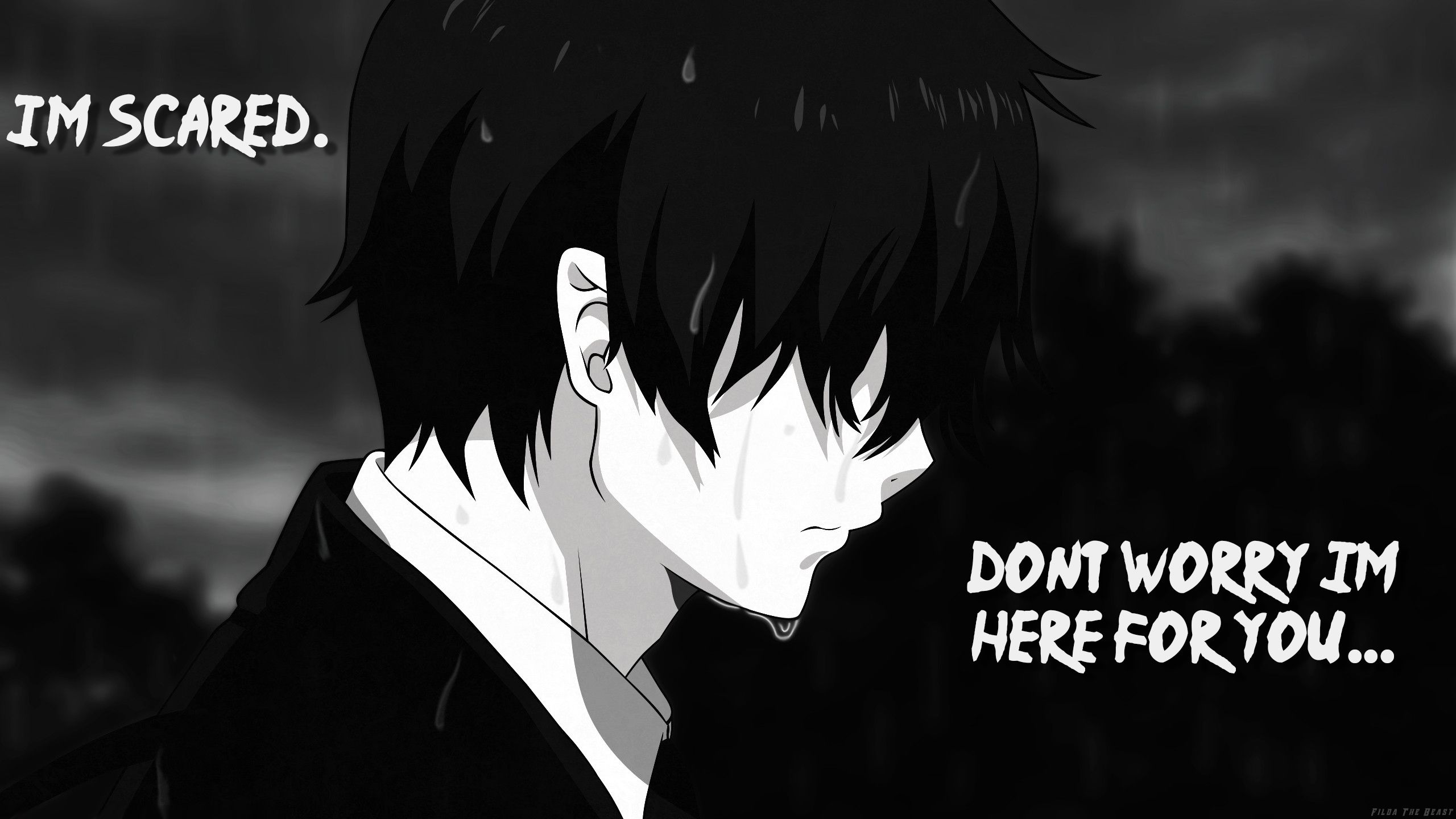 2560x1440 Fondo de pantalla de anime triste con cita - Sad Anime Facebook  Cover de Frases tristes de anime, Triste - Todo fondos
