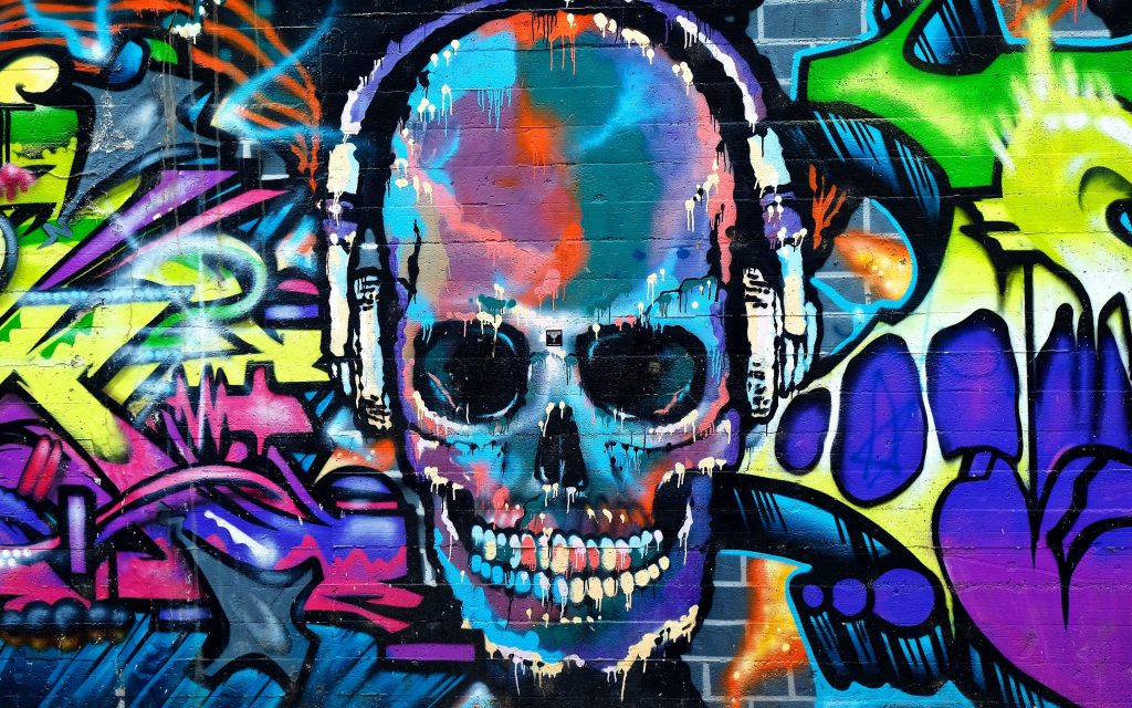  0x2  Graffiti de fondo de pantalla DJ (página  ) de Calaveras, DJ Skulls