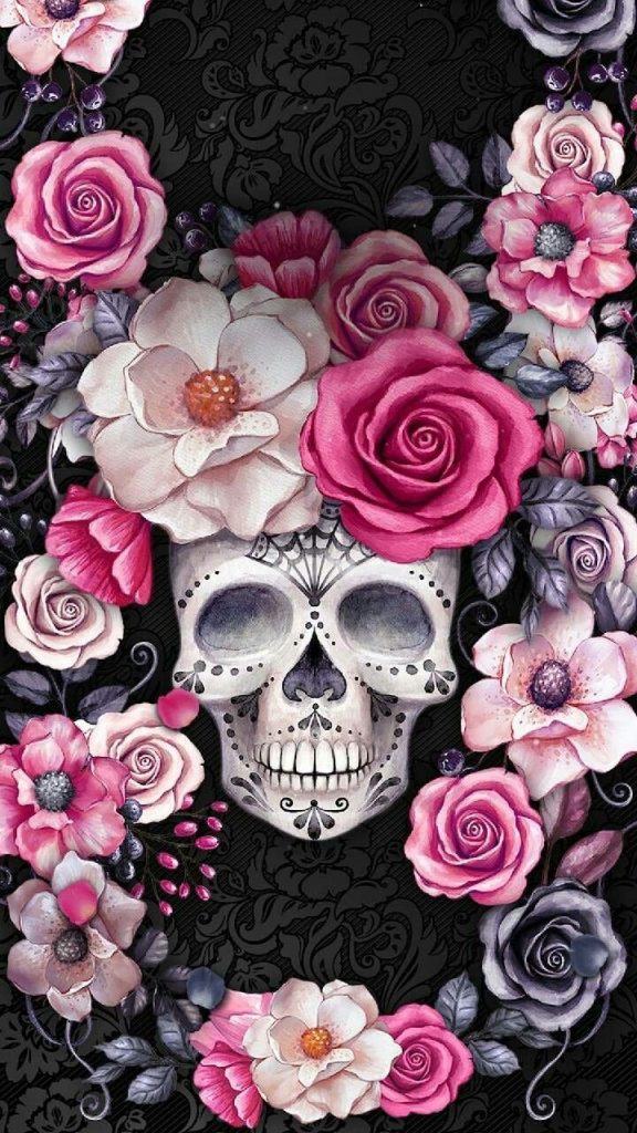 720x1280 Skull Rose Garden - Papel de pantalla sin calavera de azúcar y  rosas de Calaveras, Calaveras y Flores - Todo fondos