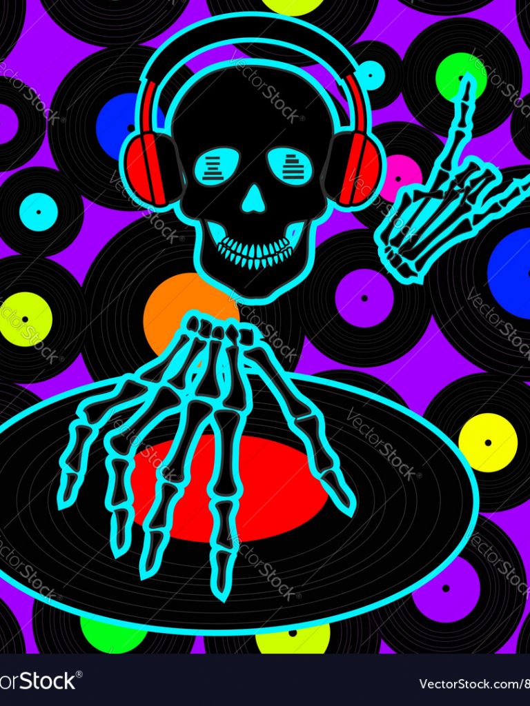 768x1024 Descarga gratuita de folleto de música o fondo con DJ Skull  Royalty Vector [1000X1080] para su escritorio, móvil y tableta. Explore los  DJ de fondo de Calaveras, DJ Skulls - Todo