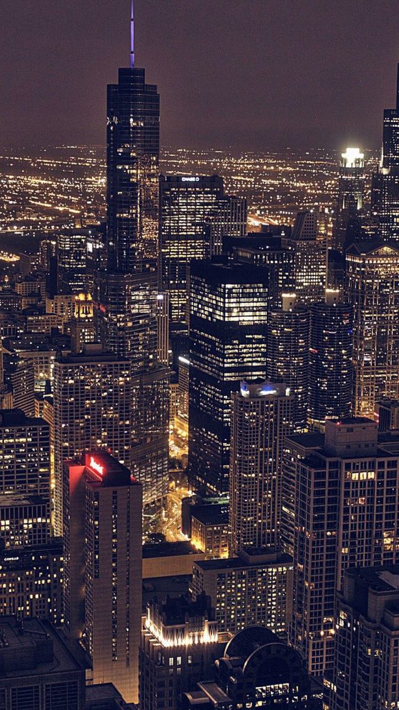 Fondo de pantalla de 1080x1920 HD Whatsapp. Noche con vista aérea de la  ciudad de Chicago de Marcas, Whatsapp - Todo fondos