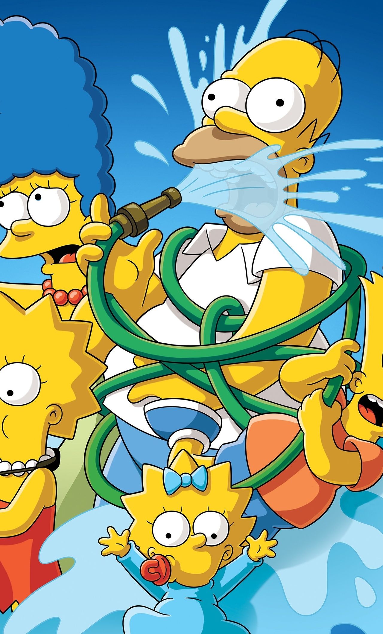Fondo de pantalla familia Simpson con agua Móvil HD de Los Simpson, Series  - Todo fondos